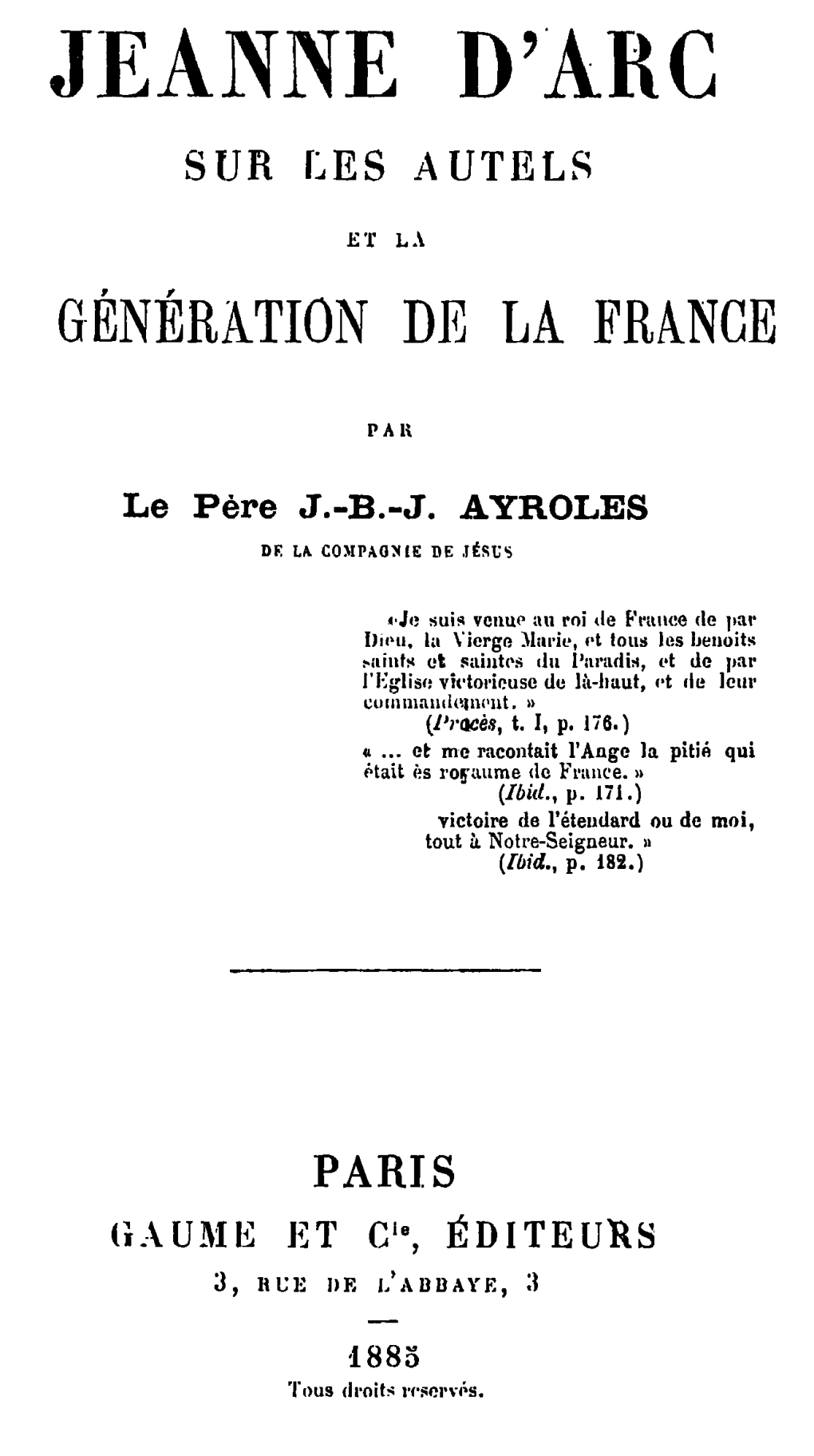 Jeanne D'arc Sur Les Autels Et La Régénération De La France