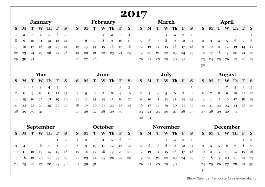2017 Yearly Calendar - Calendarlabs.Com s2