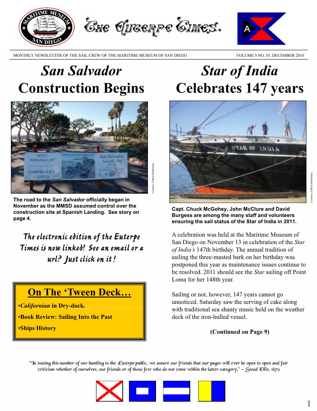Star of India Celebrates 147 Years San Salvador Construction Begins