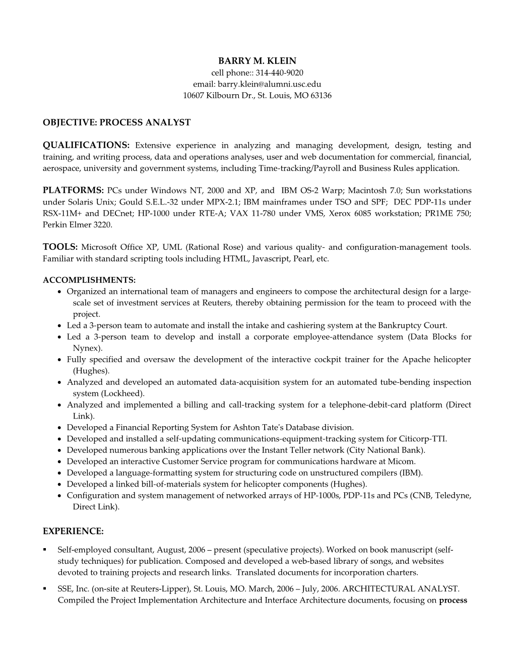 Barry Klein Resume Page 4