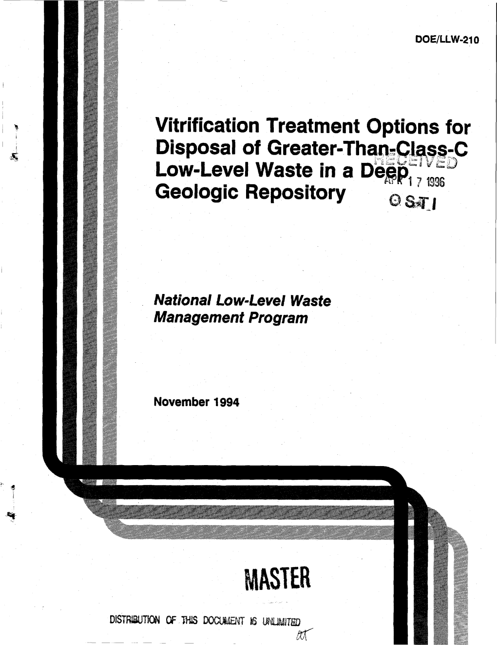 Vitrification Treatment Options for Disposal of Greater-Than-Class-C Low-Level Waste in a Deep:* ^J Geologic Repository Q&CI