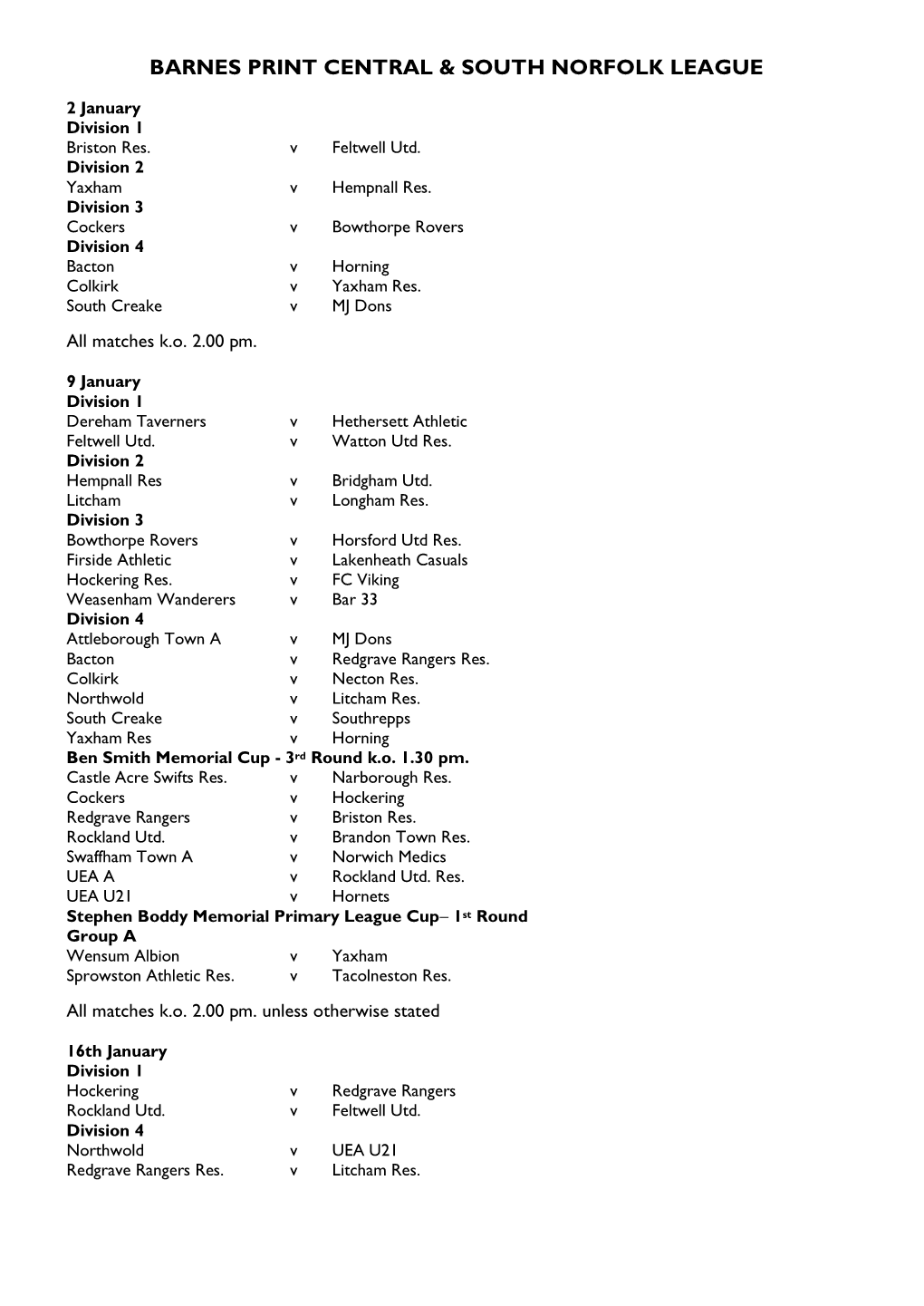 Crown Fire Norwich & South Norfolk District League