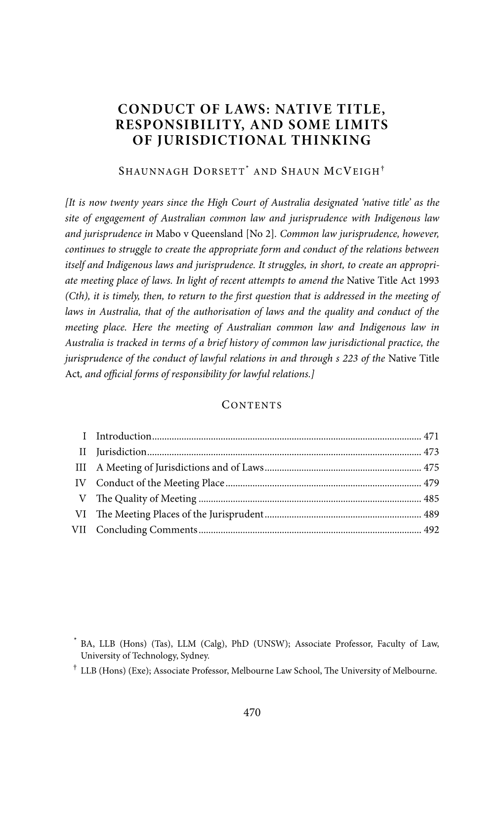 Native Title, Responsibility, and Some Limits of Jurisdictional Thinking