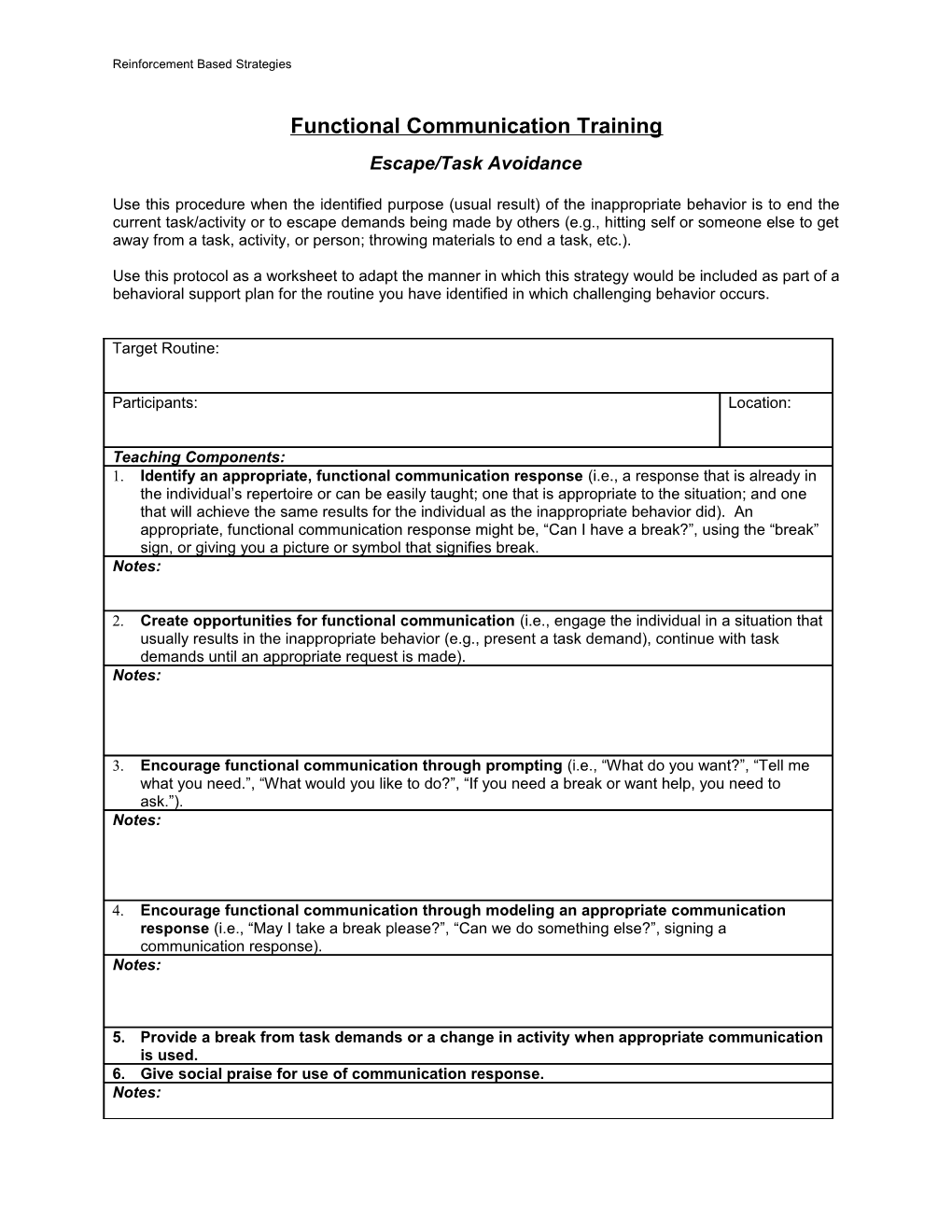 Functional Communication Training