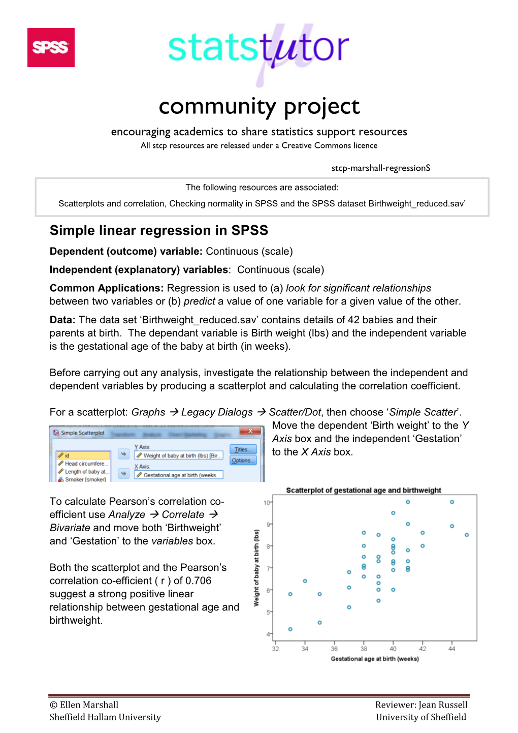 Simple Linear Regression in SPSS