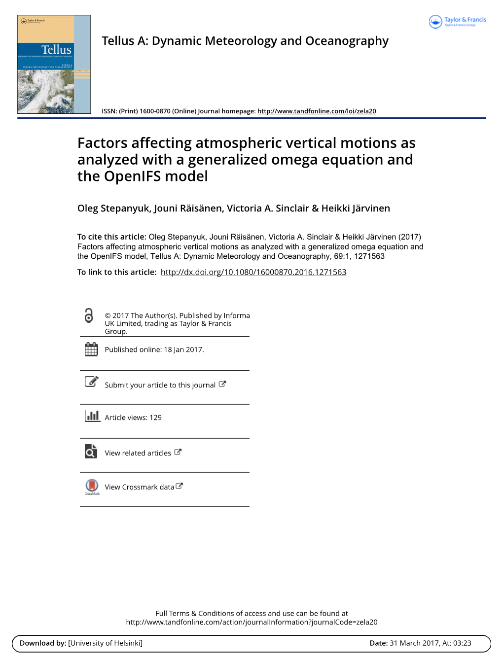 Factors Affecting Atmospheric Vertical Motions As Analyzed with a Generalized Omega Equation and the Openifs Model