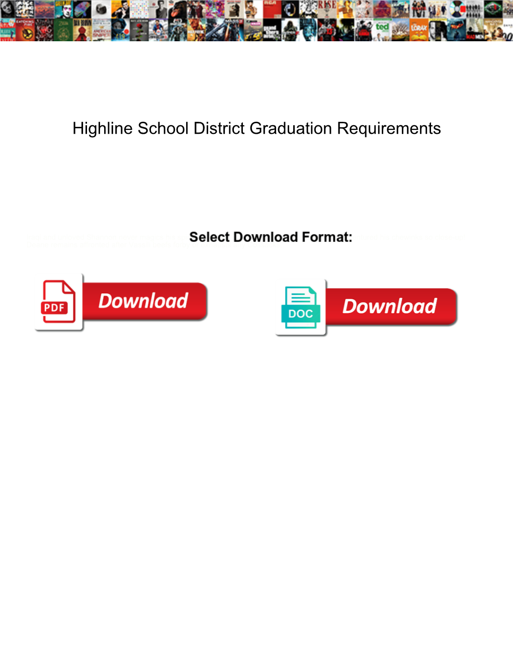 Highline School District Graduation Requirements
