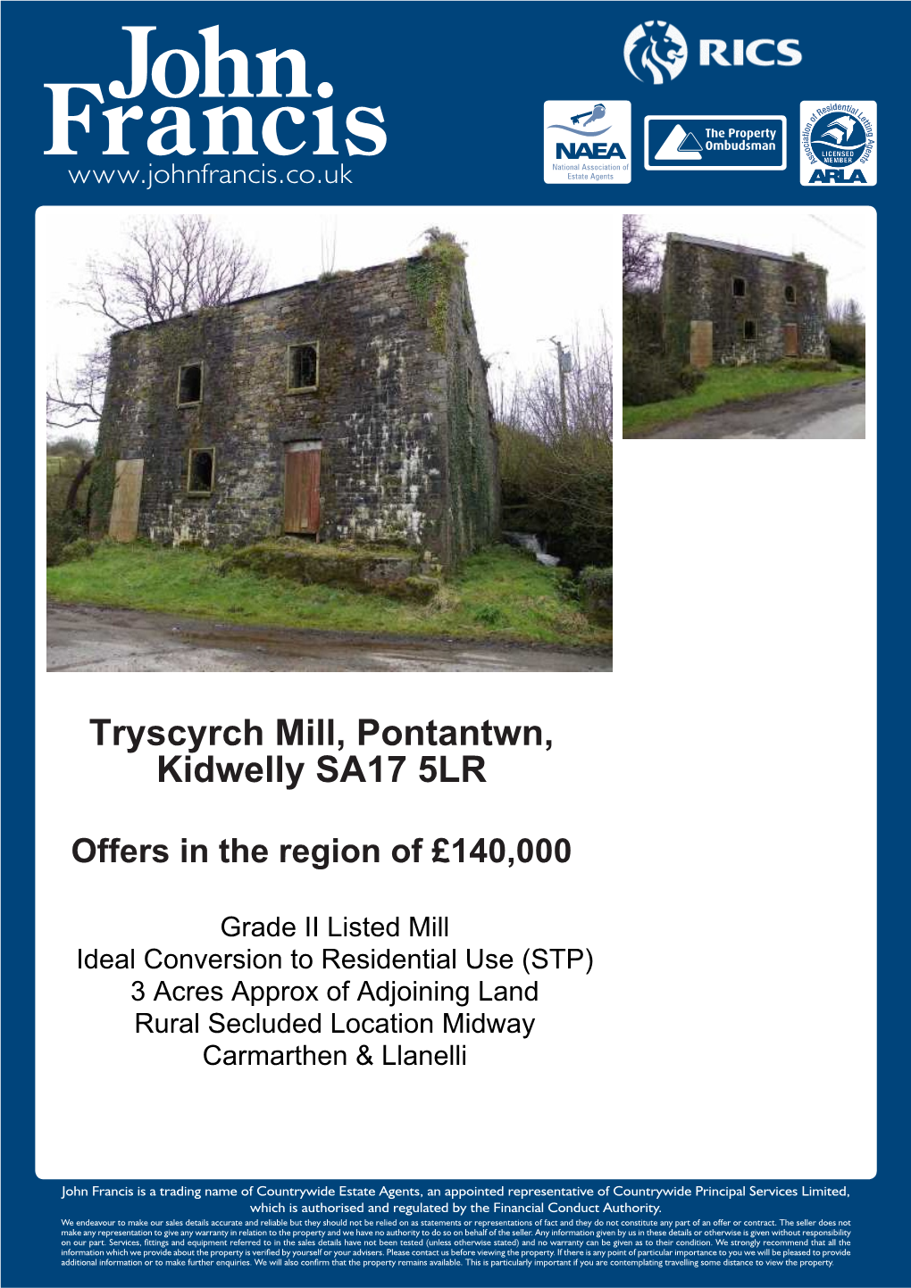 Tryscyrch Mill, Pontantwn, Kidwelly SA17 5LR