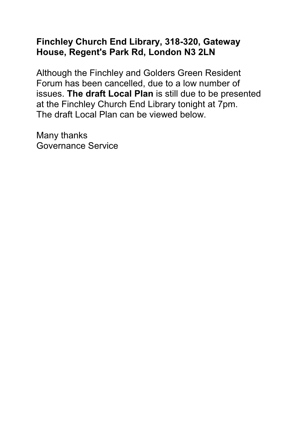 (Public Pack)Agenda Document for Finchley & Golders Green