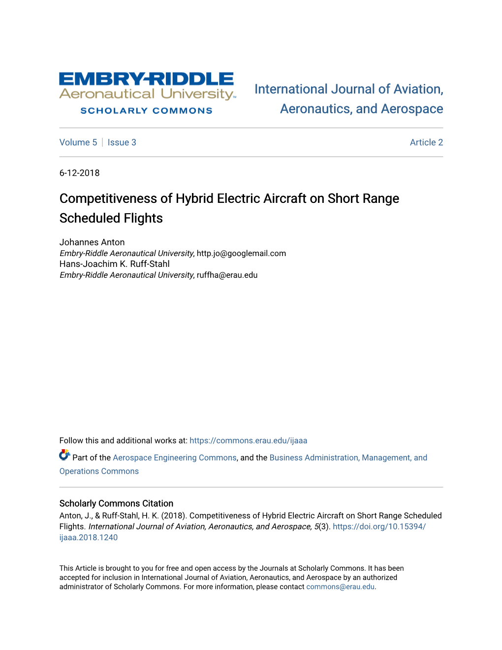 Competitiveness of Hybrid Electric Aircraft on Short Range Scheduled Flights