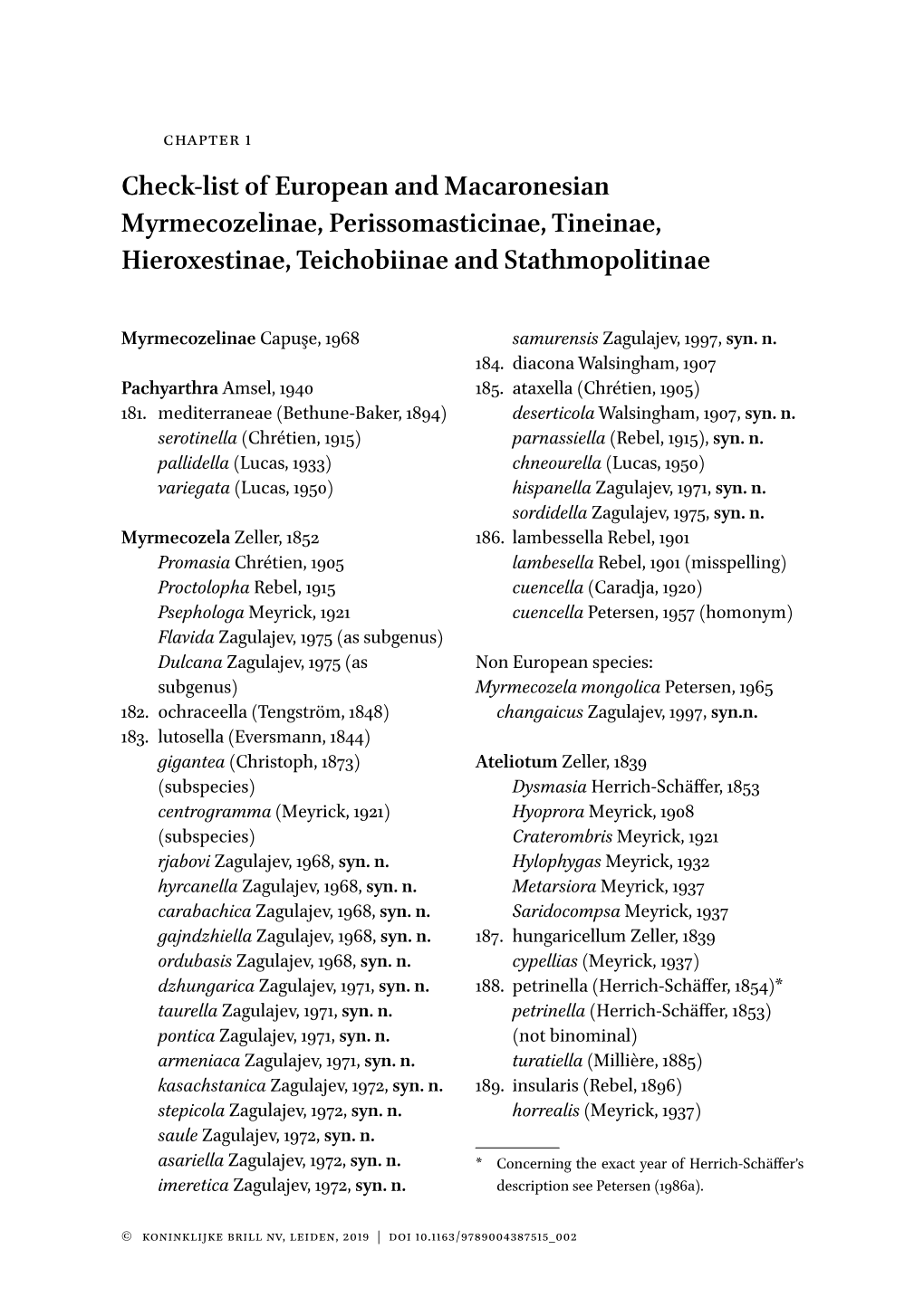 Page 1 CHAPTER 1 Check-List of European and Macaronesian