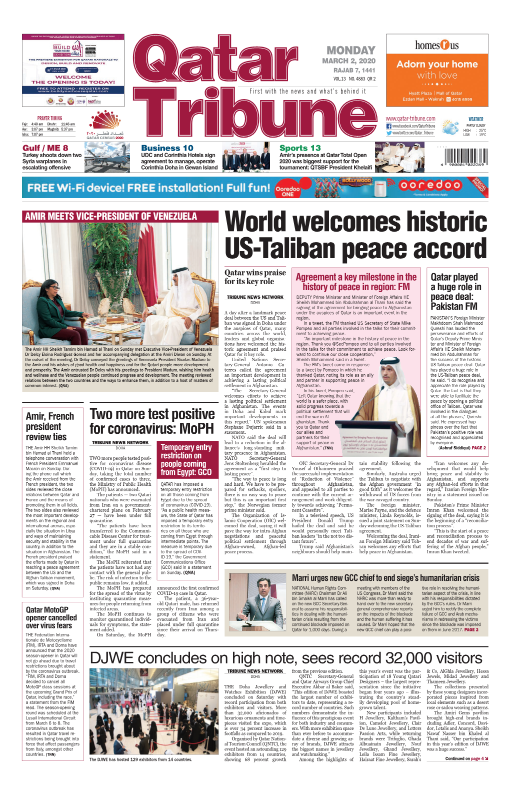 World Welcomes Historic US-Taliban Peace Accord