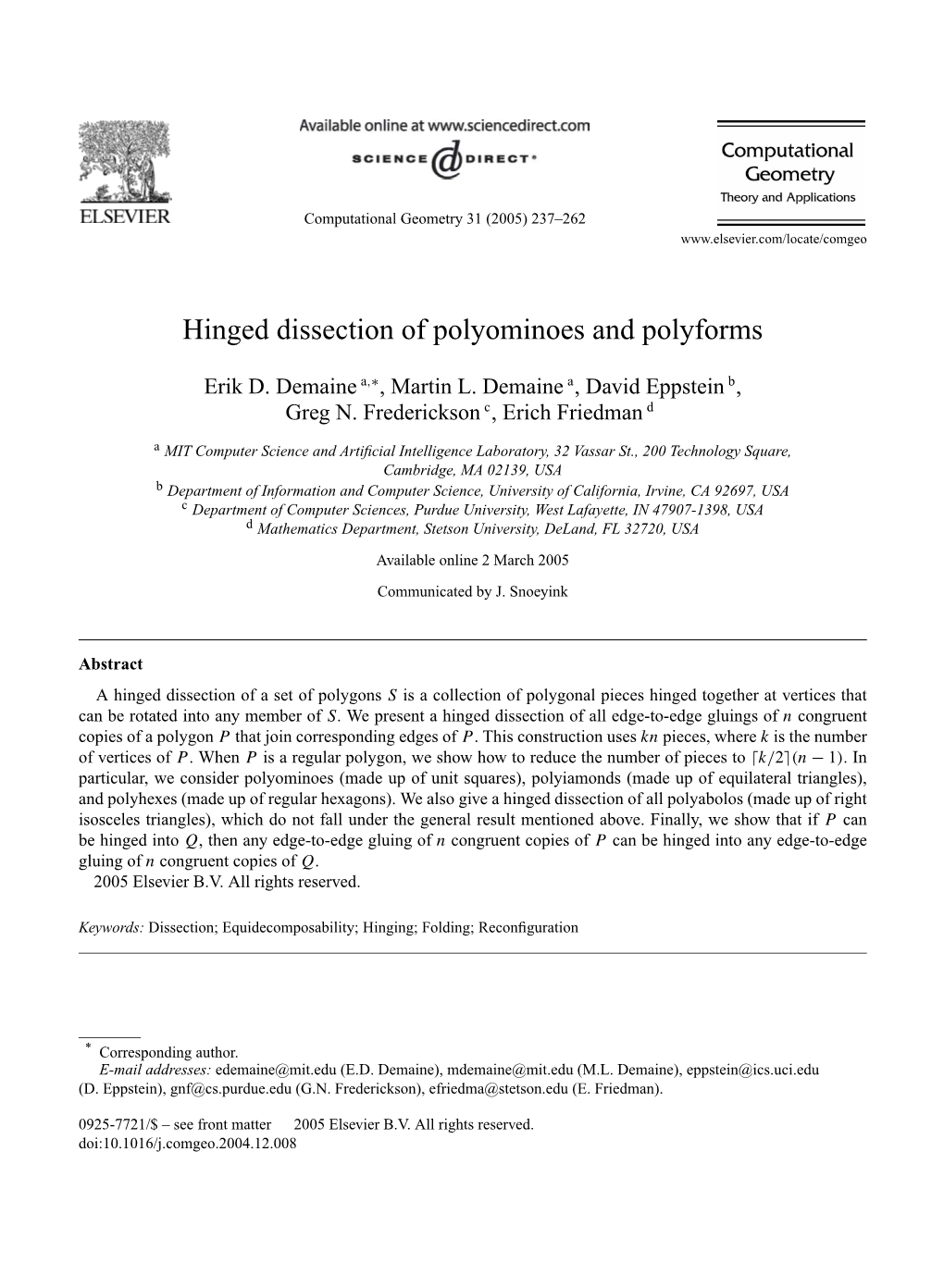 Hinged Dissection of Polyominoes and Polyforms