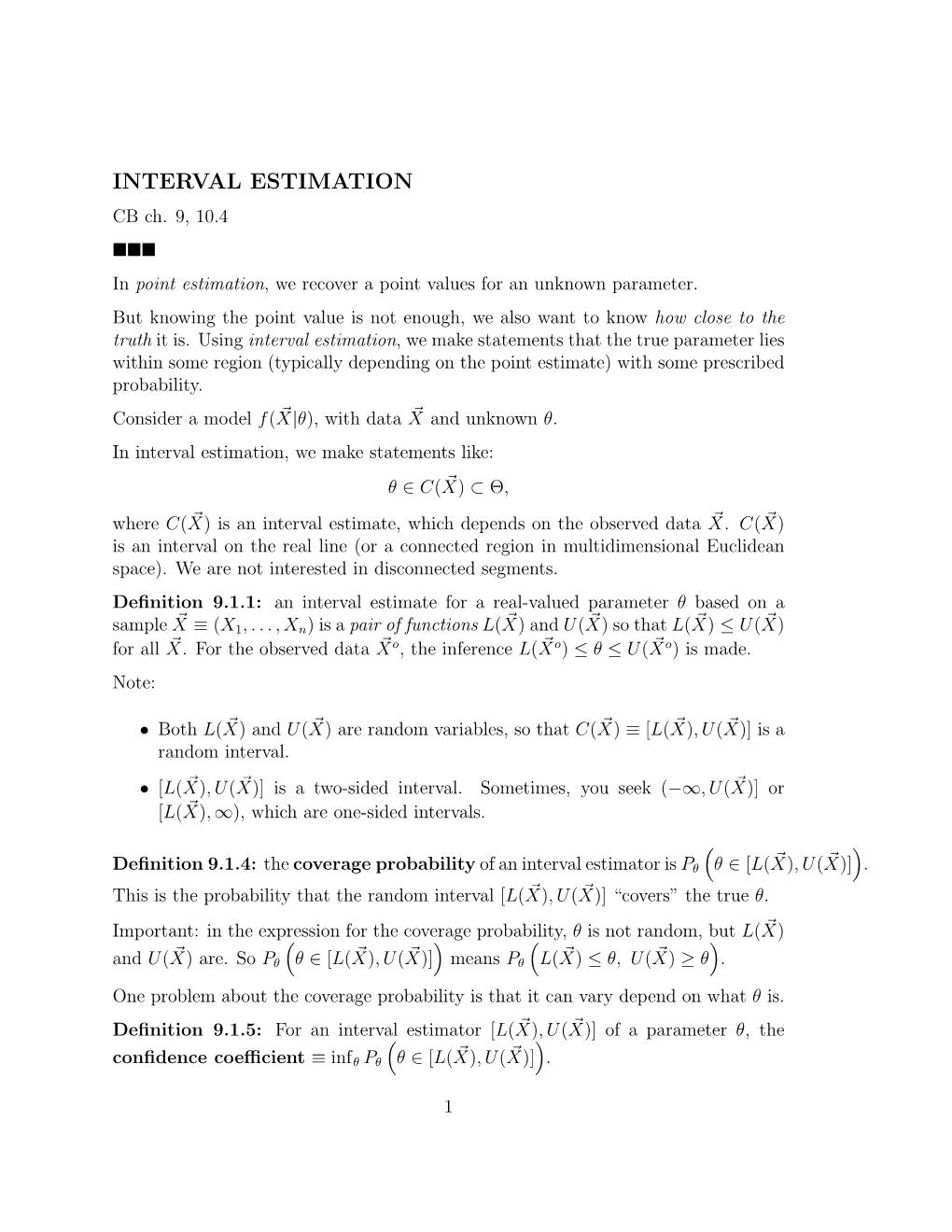 INTERVAL ESTIMATION CB Ch