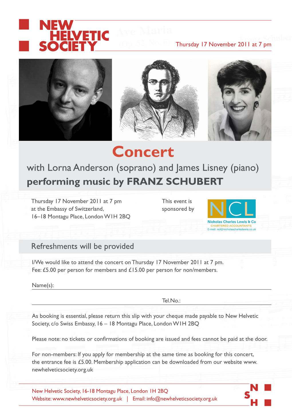 Concert with Lorna Anderson (Soprano) and James Lisney (Piano) Performing Music by FRANZ SCHUBERT