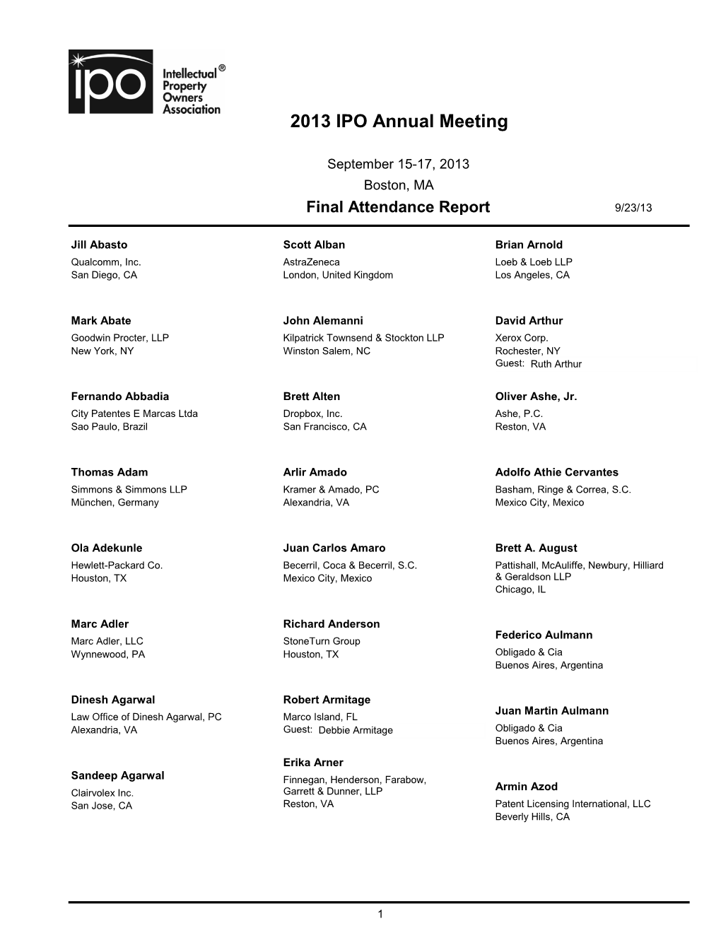 2013 IPO Annual Meeting