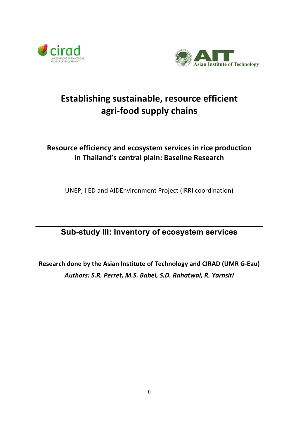 Establishing Sustainable, Resource Efficient Agri-Food Supply Chains