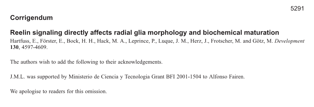 Reelin Signaling Directly Affects Radial Glia Morphology and Biochemical Maturation Hartfuss, E., Förster, E., Bock, H