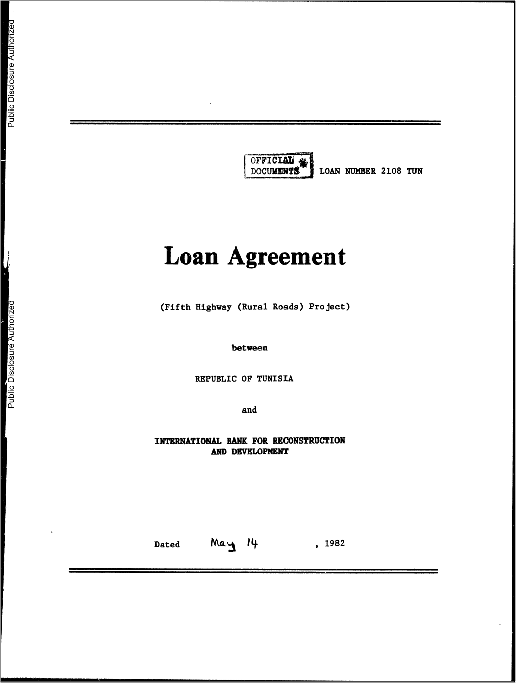 Loan Agreement Public Disclosure Authorized