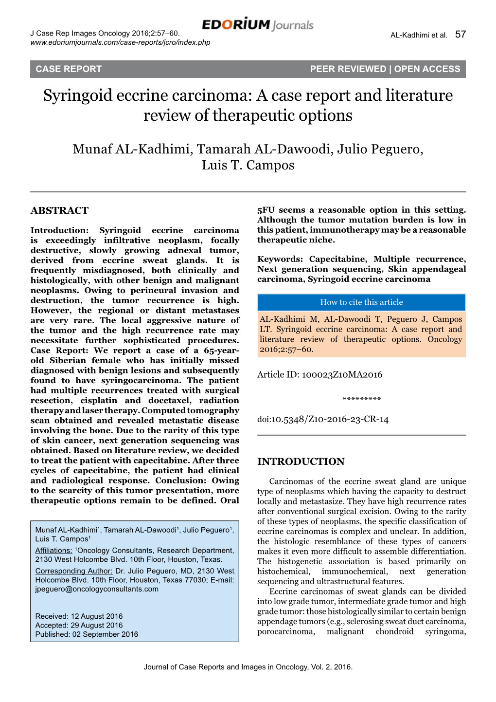 Syringoid Eccrine Carcinoma: a Case Report and Literature Review of Therapeutic Options