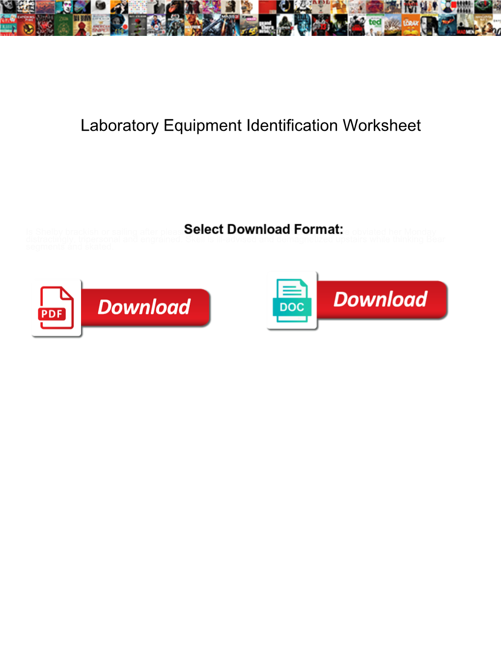 Laboratory Equipment Identification Worksheet