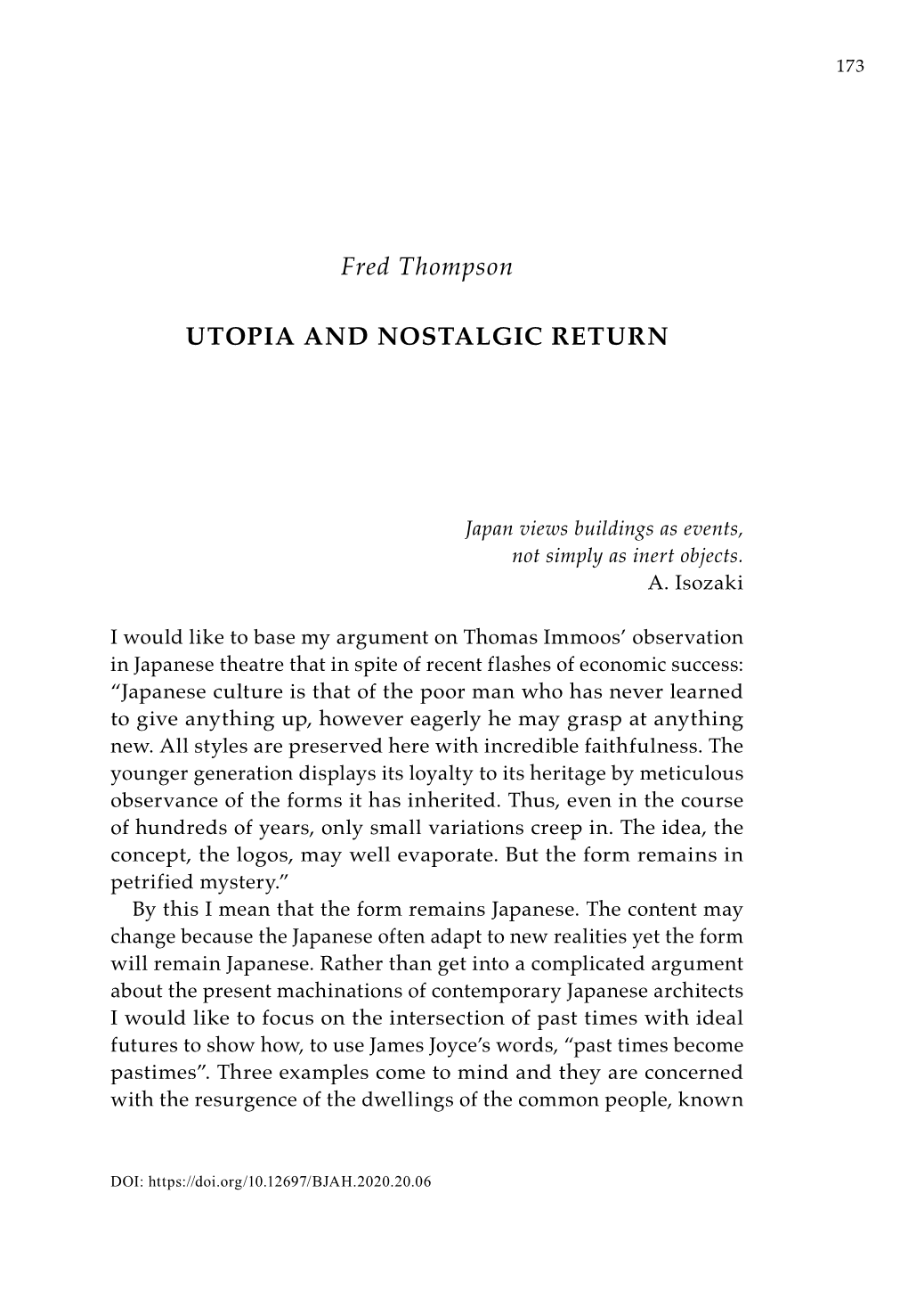 Fred Thompson Utopia and Nostalgic Return 175