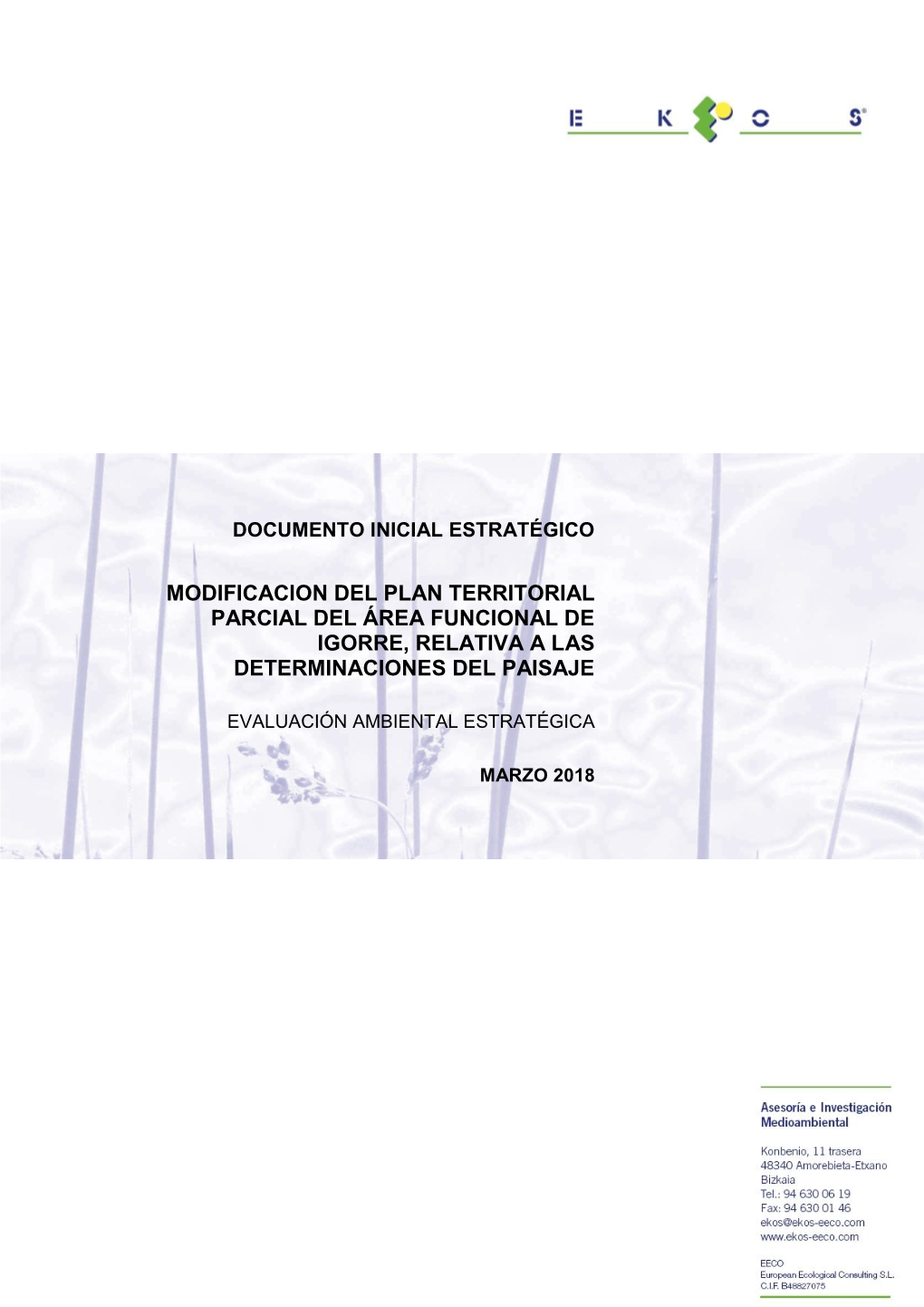 Modificacion Del Plan Territorial Parcial Del Área Funcional De Igorre, Relativa a Las Determinaciones Del Paisaje