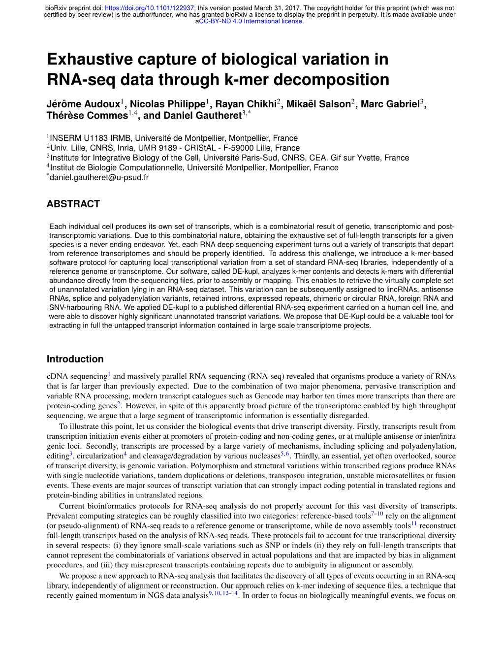 Exhaustive Capture of Biological Variation in RNA-Seq Data Through K-Mer Decomposition