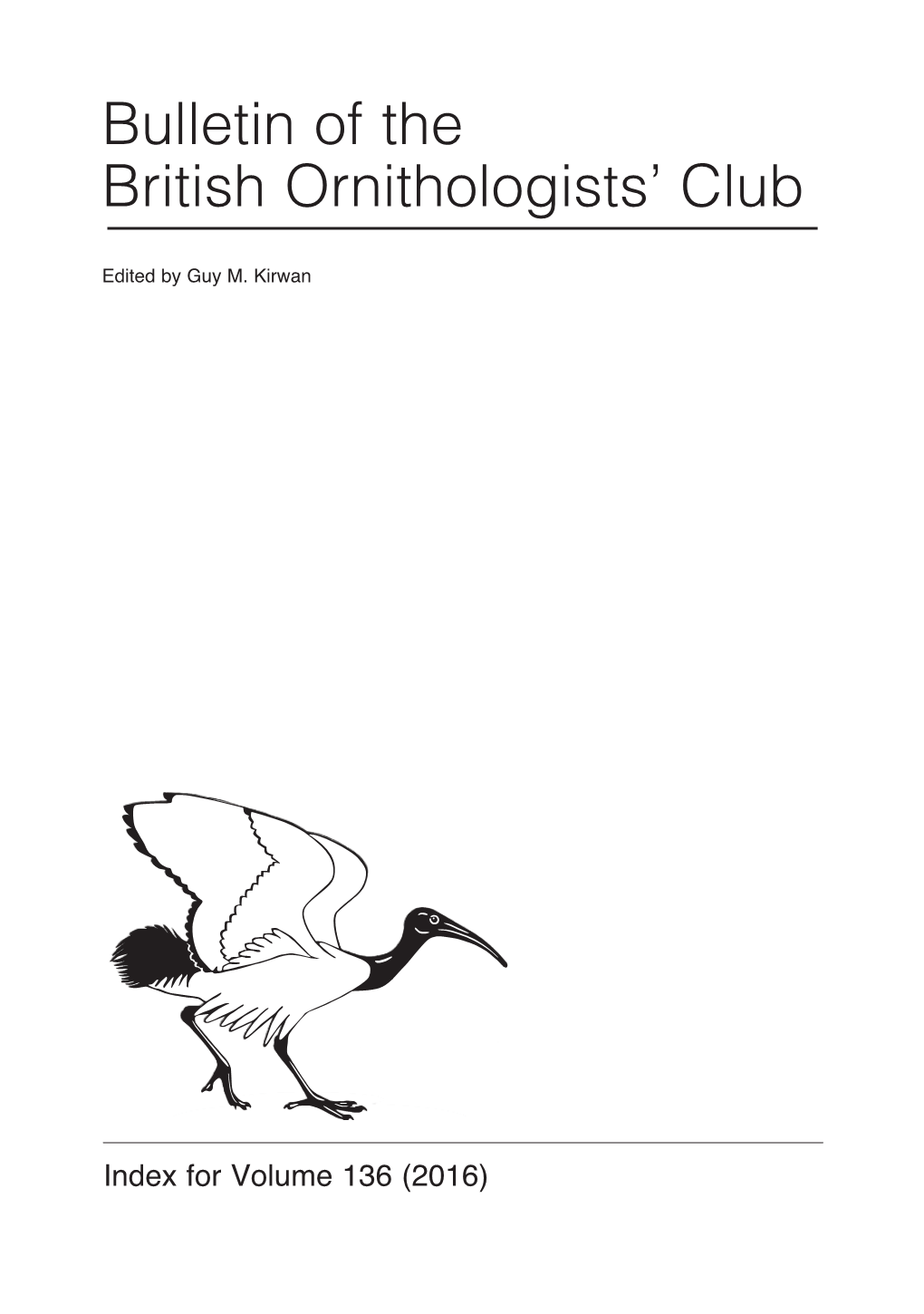 Bulletin of the British Ornithologists' Club