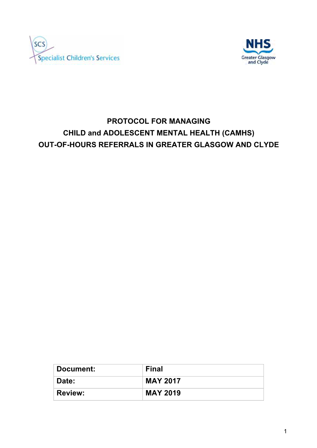 Protocol for Managing Child & Adolescent Mental