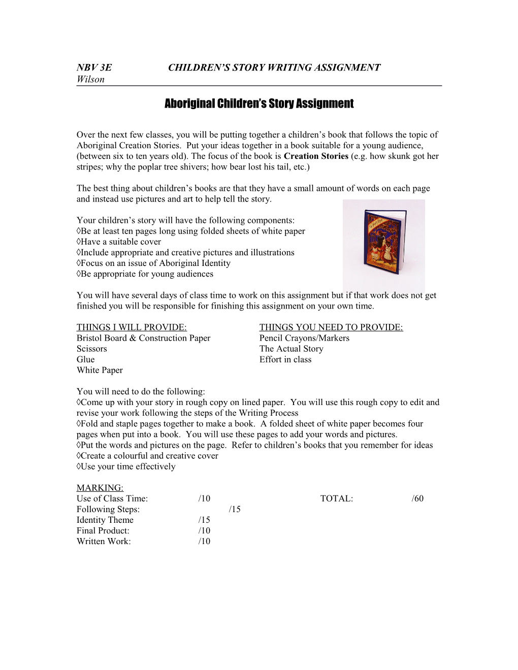 Nbv 3E Children S Story Writing Assignment