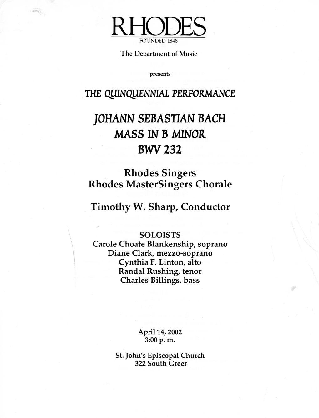 Johann Sebastian Bach Mass in B Minor Bm/ 232