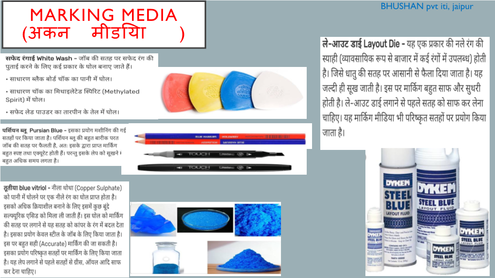 MARKING MEDIA (अकन मीडिया ) BHUSHAN Pvt Iti, Jaipur CLEANING TOOLS ( सफाई वाल औजार )