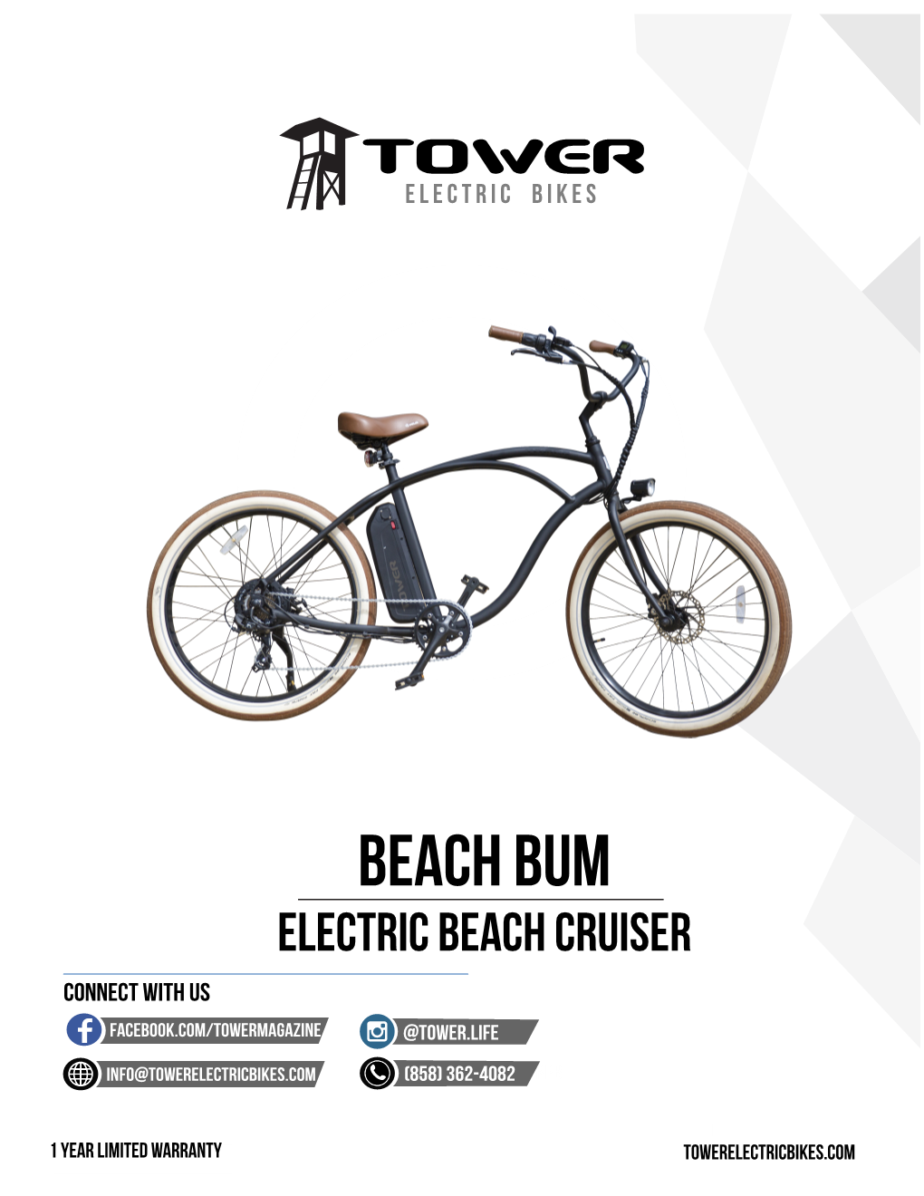 BEACH BUM ELECTRIC BEACH CRUISER CONNECT with US FACEBOOK.COM/TOWERMAGAZINE @Tower.Life