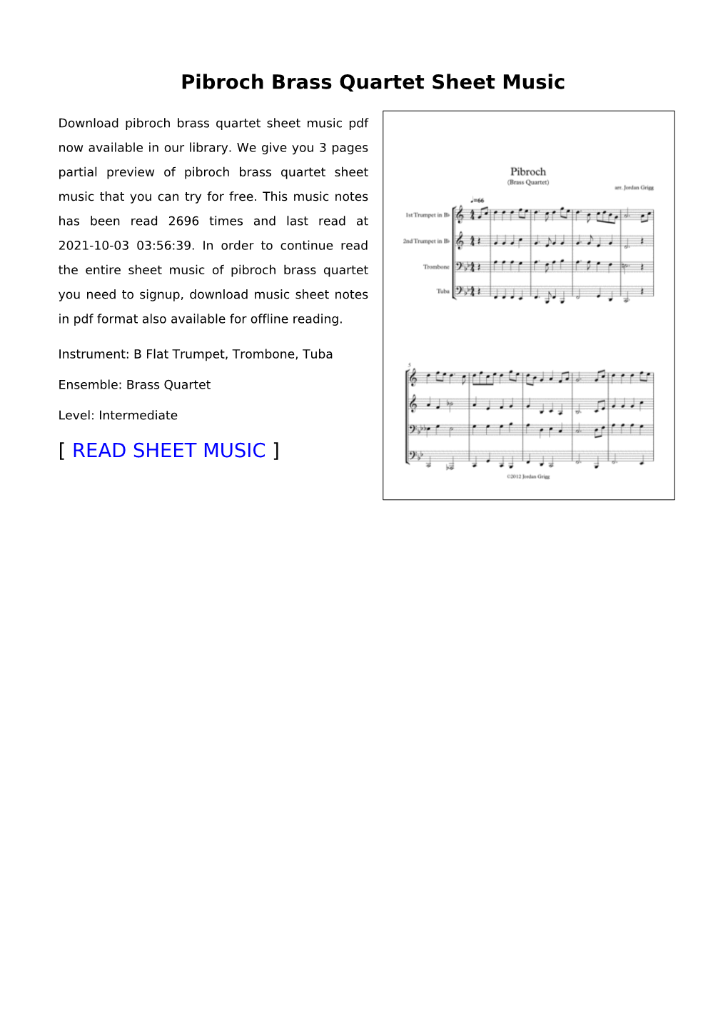 Pibroch Brass Quartet Sheet Music