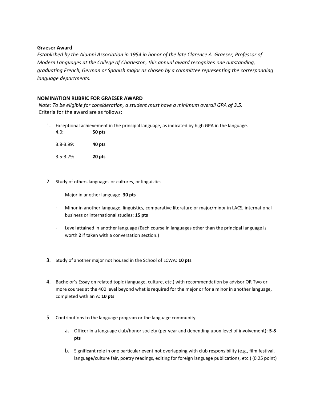 Nomination Rubric for Graeser Award