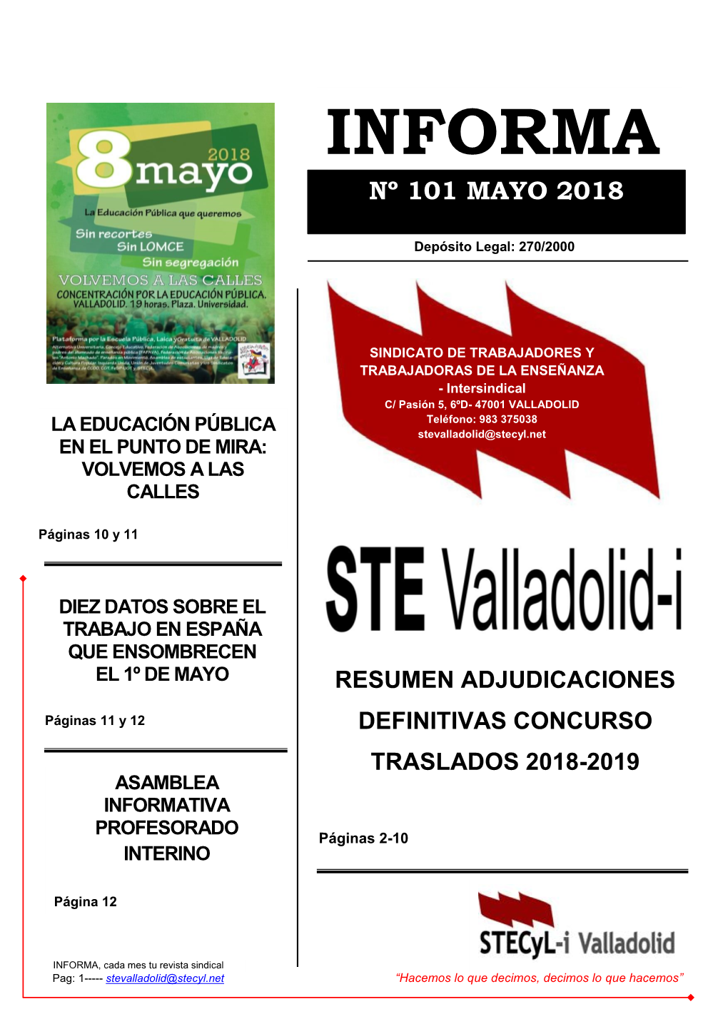 Informa Nº 101 Mayo 2018