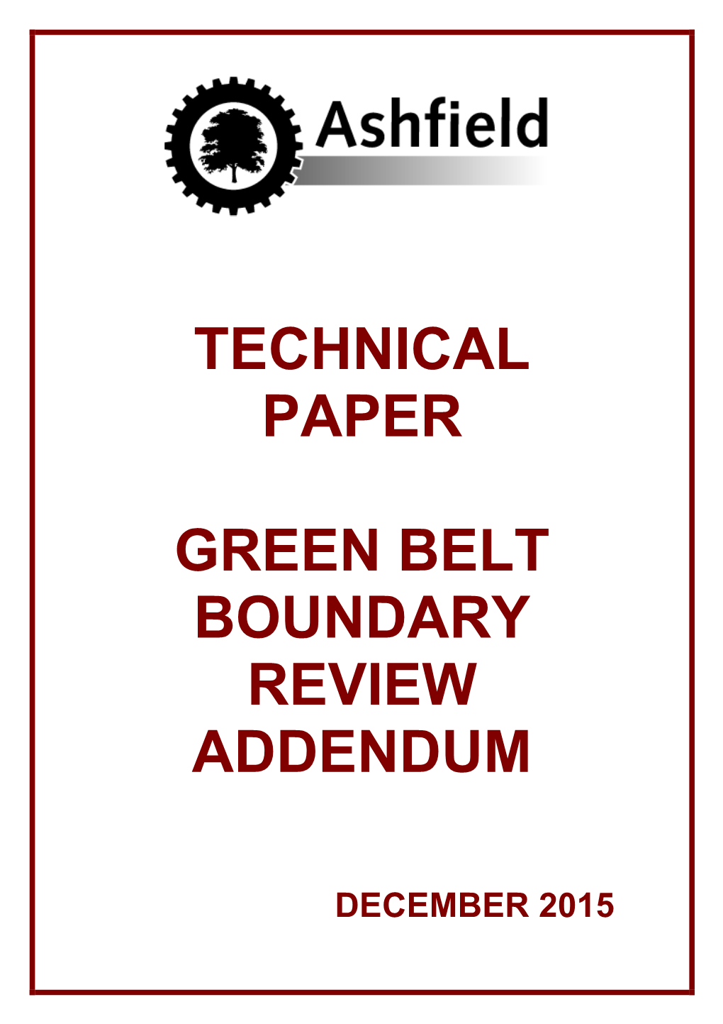 Technical Paper Green Belt Boundary Review Addendum