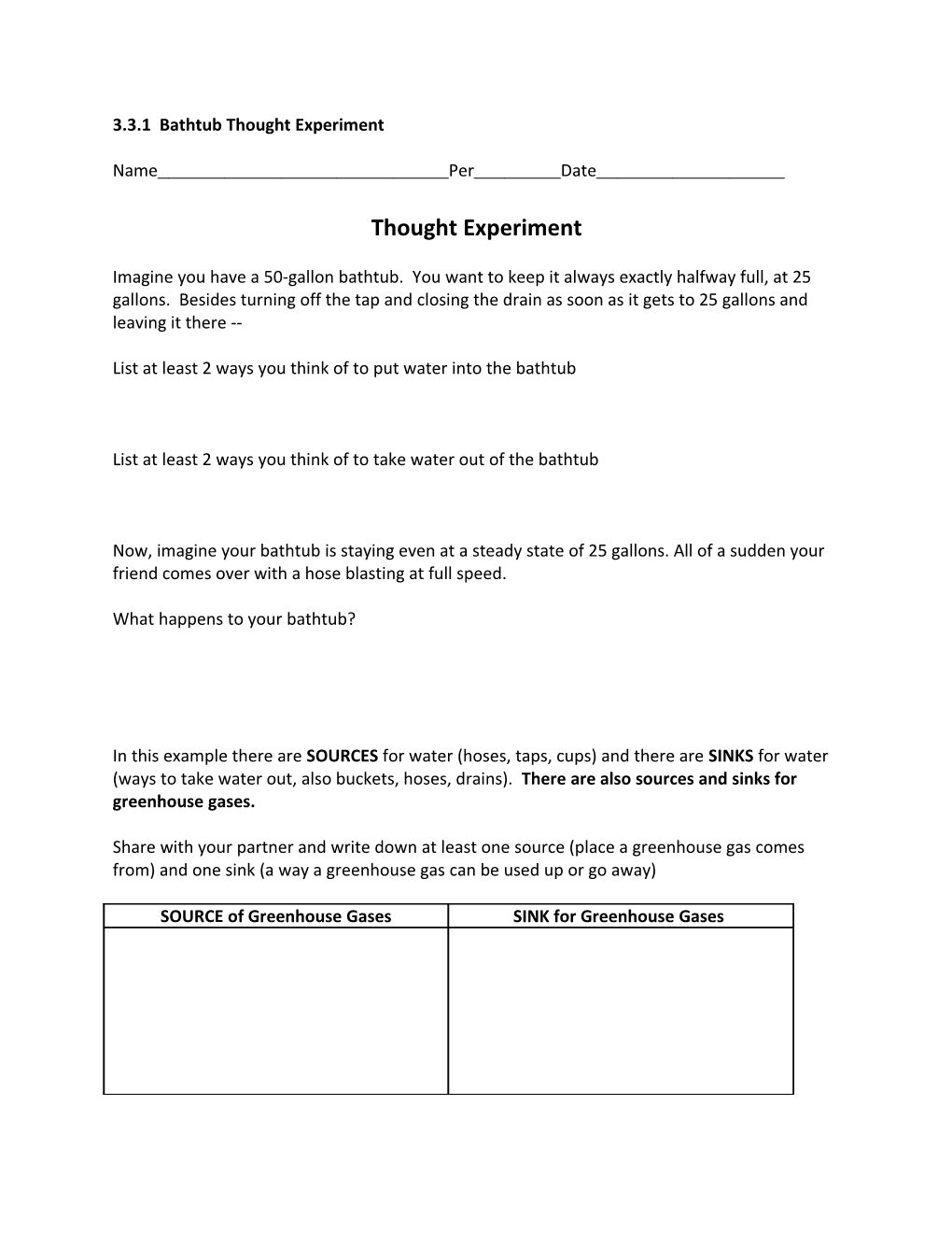 3.3.1 Bathtub Thought Experiment