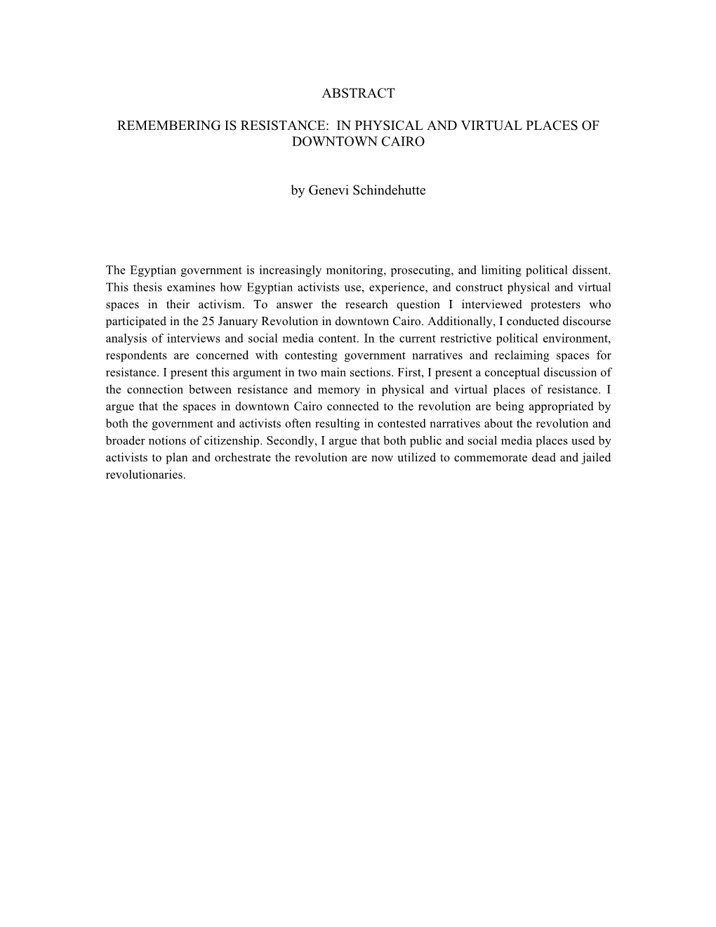 Abstract Remembering Is Resistance: in Physical And