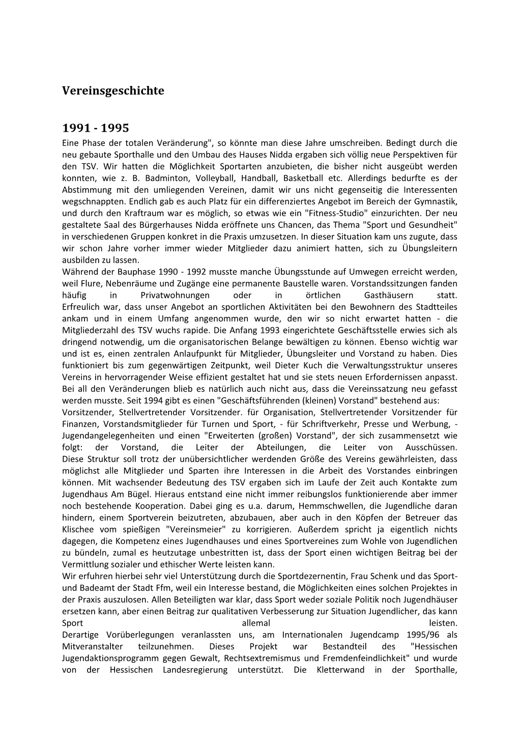Vereinsgeschichte 1991