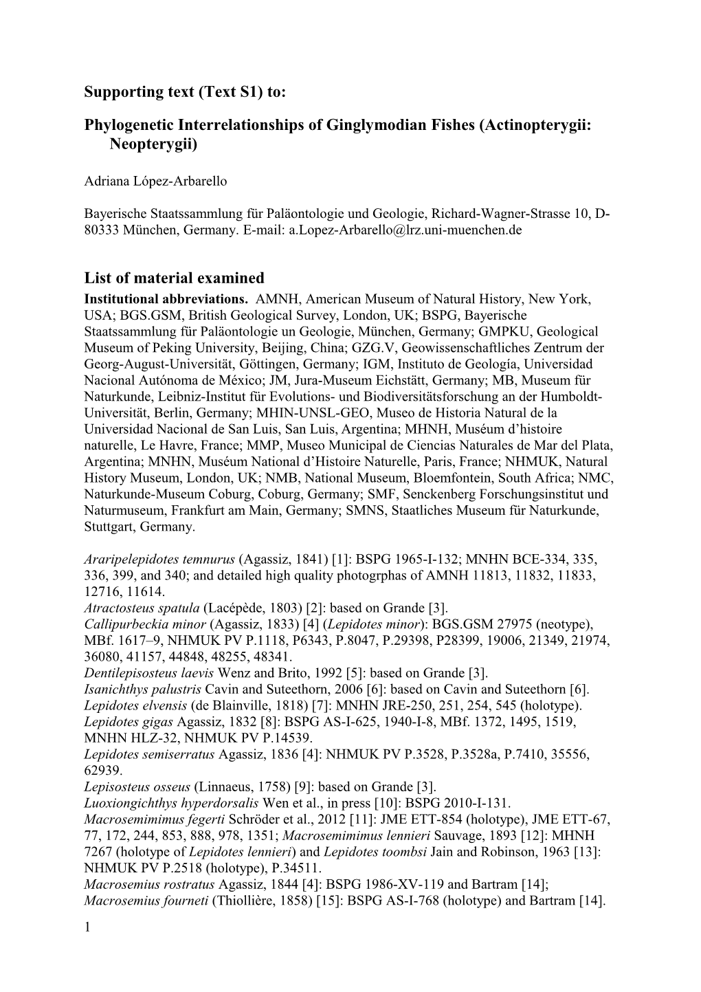 Phylogenetic Interrelationships of Ginglymodian Fishes (Actinopterygii: Neopterygii)