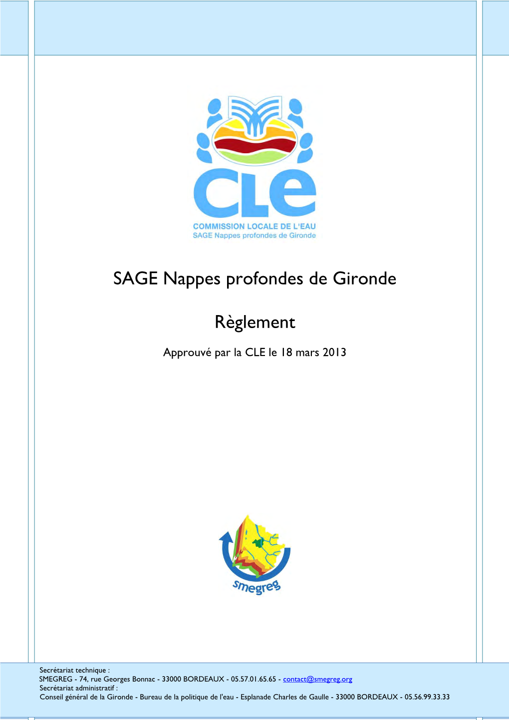SAGE Nappes Profondes De Gironde Règlement
