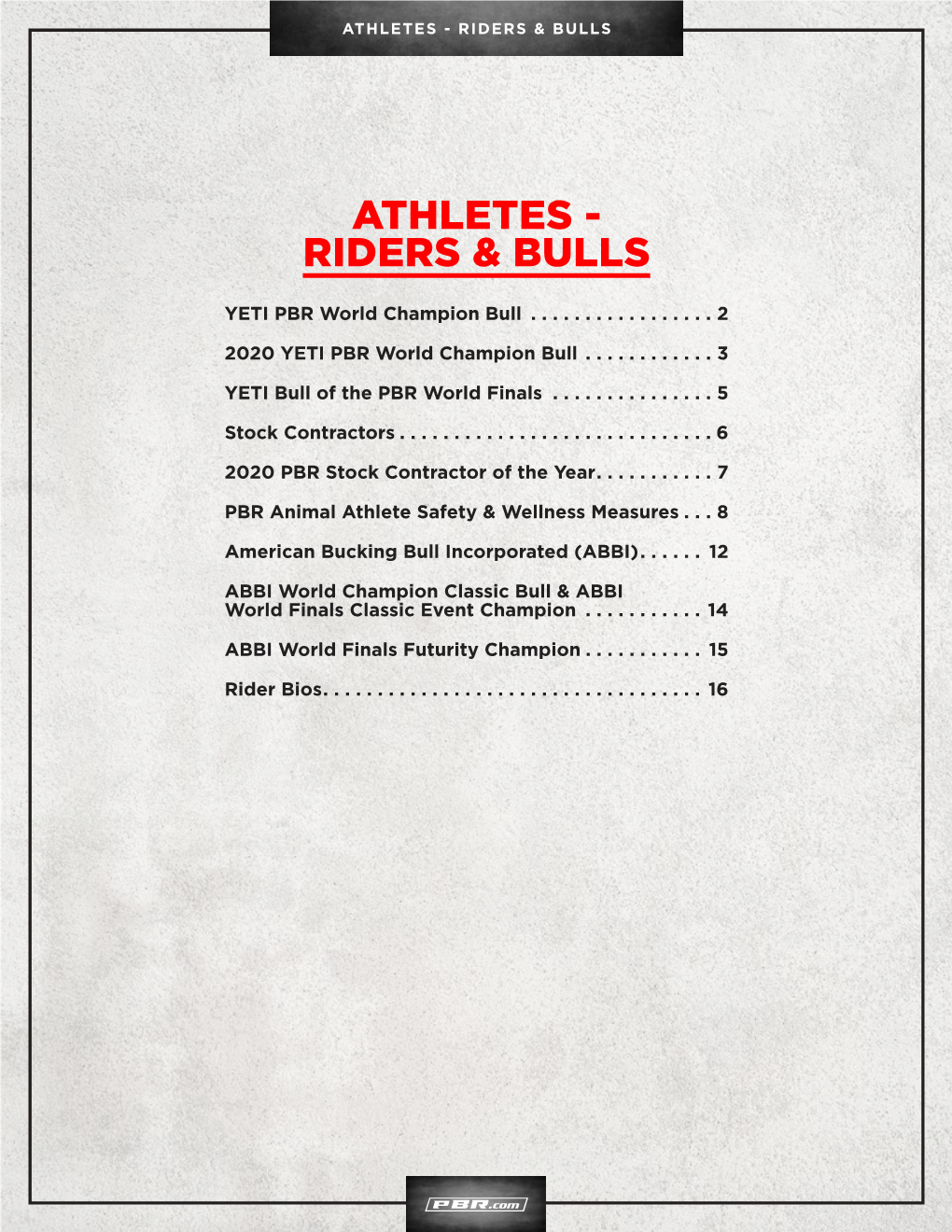 Athletes - Riders & Bulls