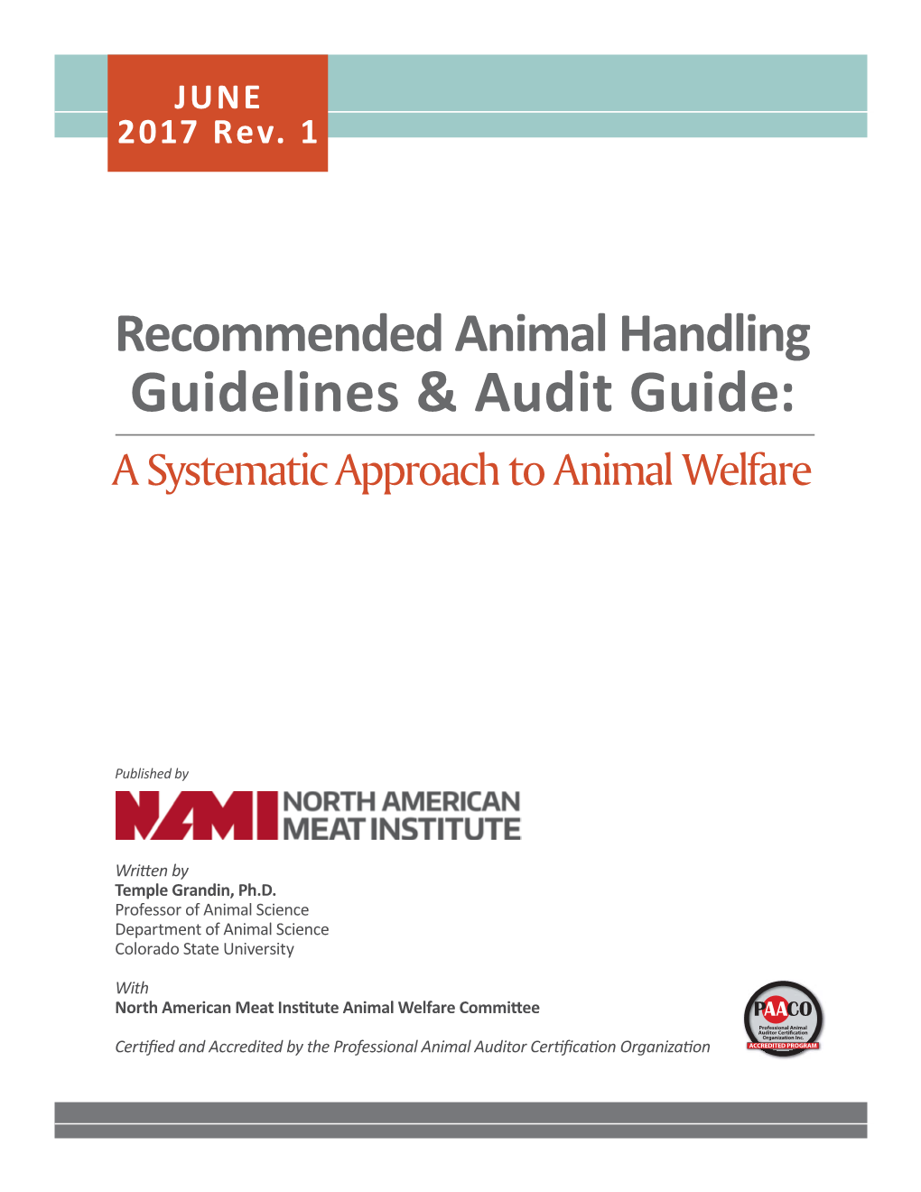 Recommended Animal Handling Guidelines Audit Guide