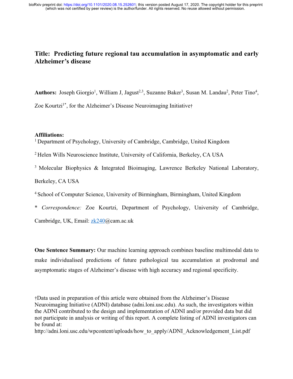 Predicting Future Regional Tau Accumulation in Asymptomatic and Early Alzheimer’S Disease