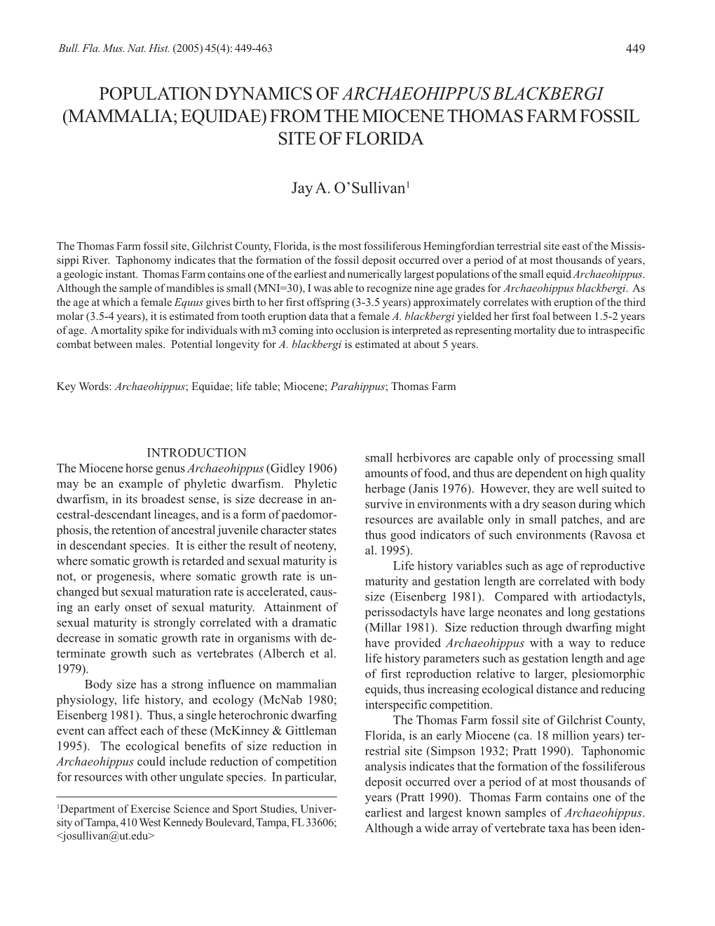 From the Miocene Thomas Farm Fossil Site of Florida