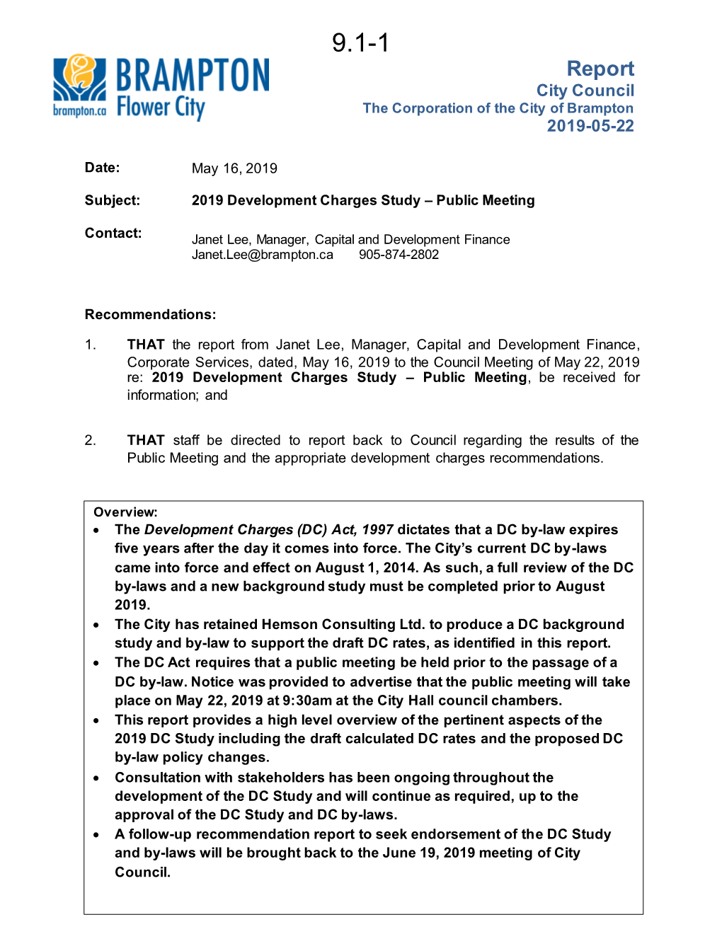 City Council Agenda for May 22, 2019