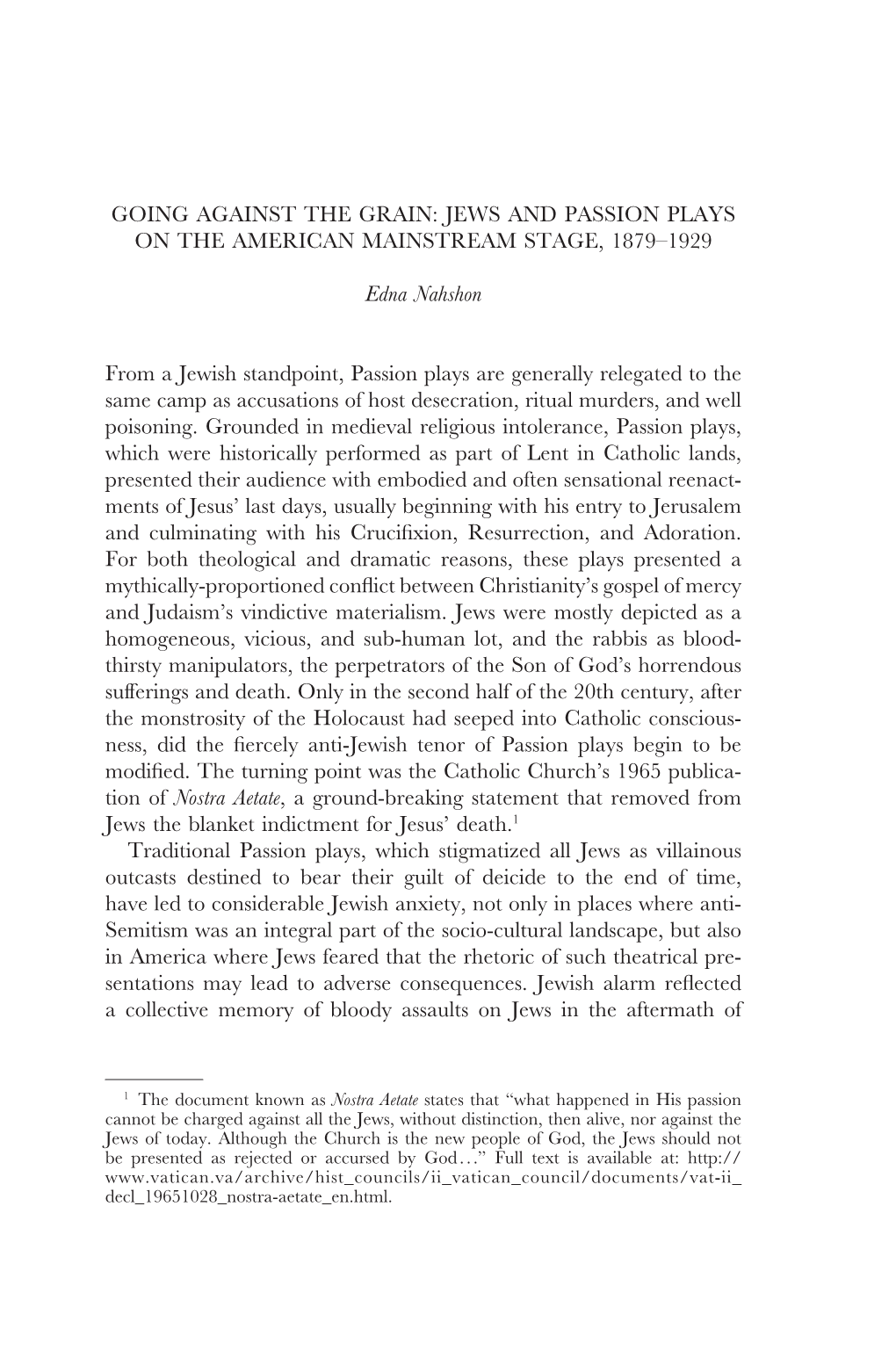 Jews and Passion Plays on the American Mainstream Stage, 1879–1929