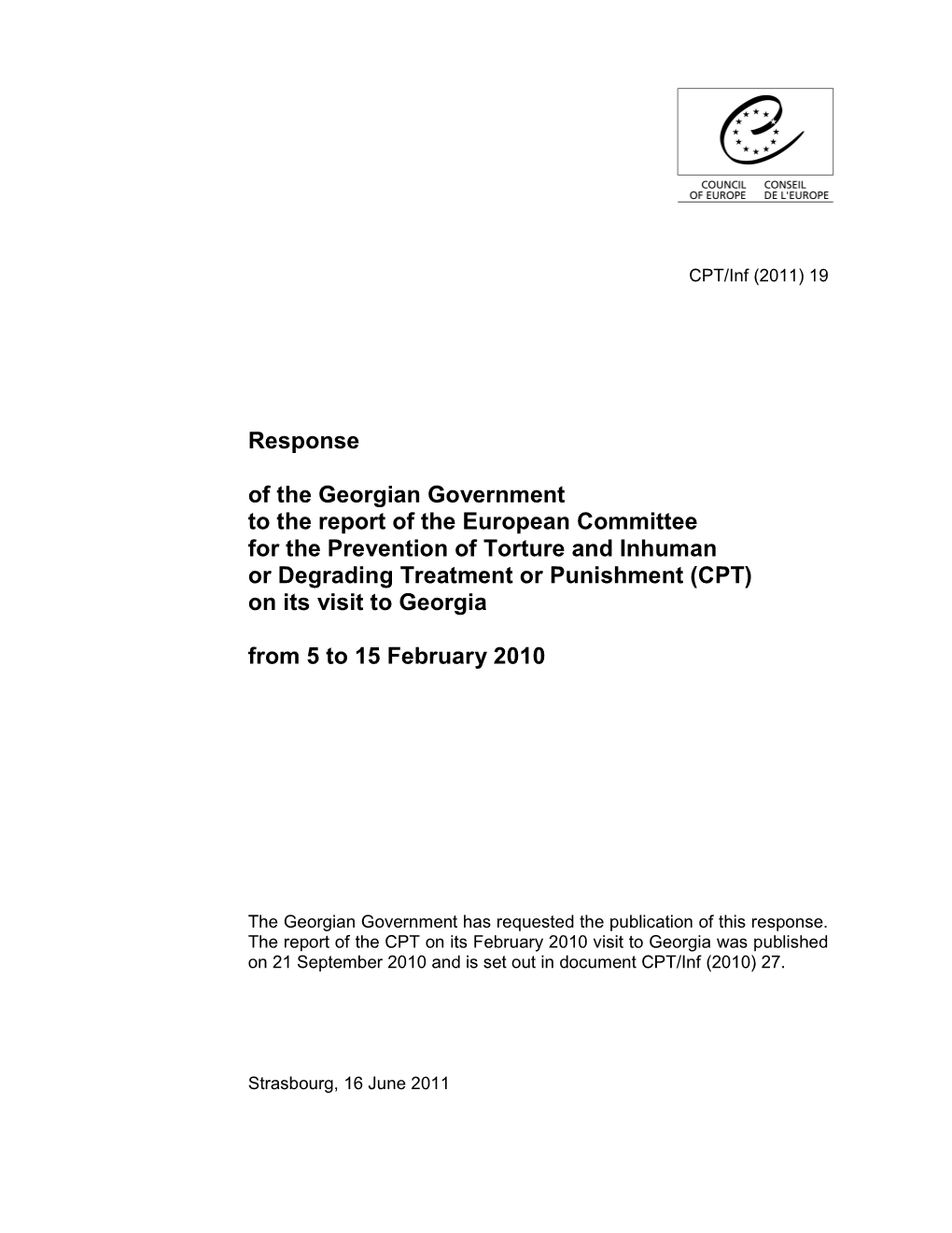 Response of the Georgian Government to the Report of The